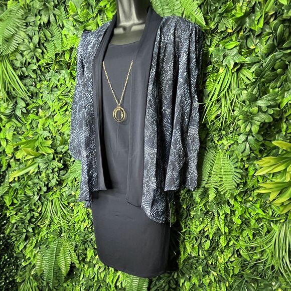 STELLA &‎ JULIE Women Dress Size 4 Formal Blue With Snake Print Duster NWT 0869 - Picture 1 of 8